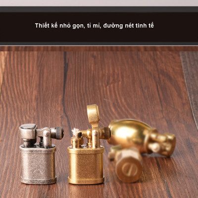 Vỏ Hột Quẹt Bật Lửa Thủ Công TC1703 Kiểu Dáng Nhỏ Gọn Bằng Đồng Cực Chất - Màu Vàng