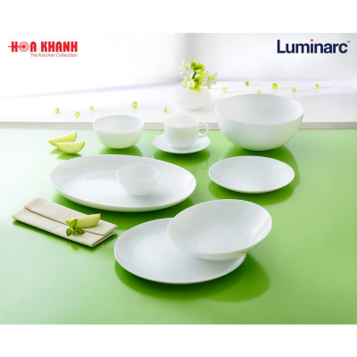 Tô Thủy Tinh Luminarc Diwali Trắng 18cm đựng thức ăn, cường lực, kháng vỡ - Bộ 3 cái - N3975