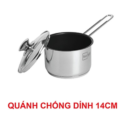 Quánh chống dính 3 đáy inox 430 cao cấp Fivestar Standard nắp kính bếp từ (12cm/14cm) , tặng 5 muỗng ăn