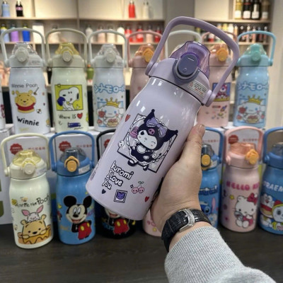 Bình Giữ Nhiệt Hình Thú Inox 316 1000ml Có Quai Xách, Nắp Bật Tiện Lợi - Giữ Nóng Lạnh Lâu Dài - Giao Hoạ Tiết Ngẫu Nhiên - HÀNG CHÍNH HÃNG MINIIN