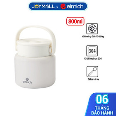 Bình Đựng Thức Ăn Giữ Nhiệt Inox Elmich EL8336 800ml,Hàng Chính Hãng,Kèm Muỗng,Có Thể Ủ Cháo-JoyMall