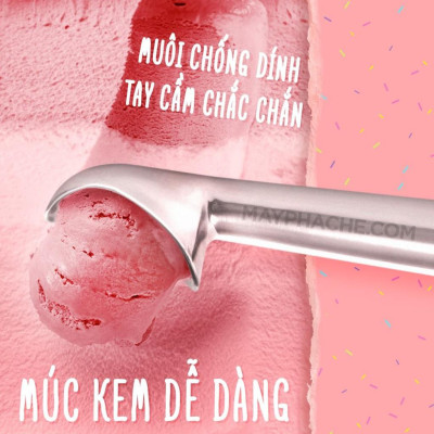 Cây Muôi Thìa Muỗng múc kem gang, Sữa Chua Trân Châu Hạ Long, Khoét Hoa Quả Bằng Gang, Múc thịt viên chống dính