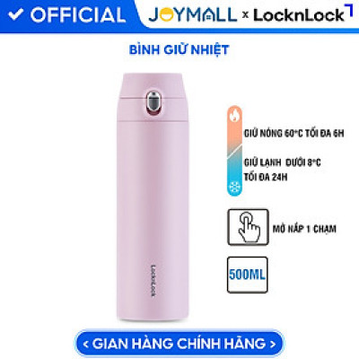 Bình Giữ Nhiệt LocknLock Featherlight One-touch Tumbler màu tím nhạt LHC3257LVOL 500ml - Hàng chính hãng, nắp bật tiện lợi - JoyMall