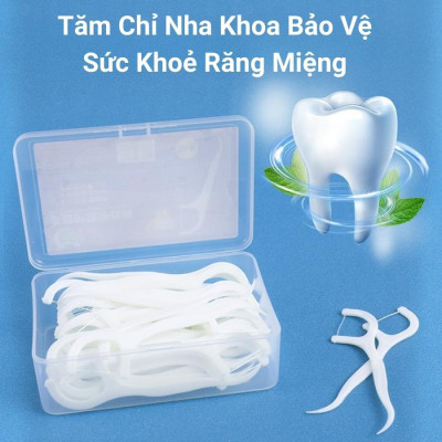 Phụ kiện nhà bếp phòng ăn _ Set  hộp 50 cây tăm chỉ nha khoa , an toàn dễ sử dụng 