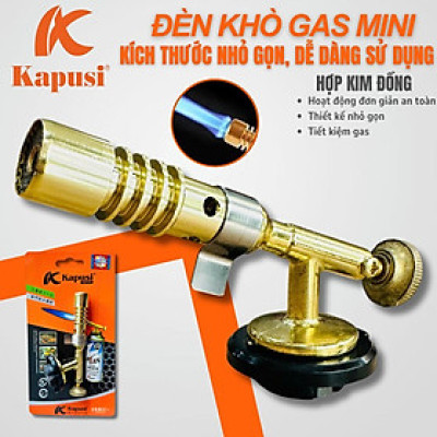 Đầu Khò Gas Mini Kapusi - Đồng Nguyên Khối, Có Vòng Chỉnh Oxy, Siêu Tiện Dụng