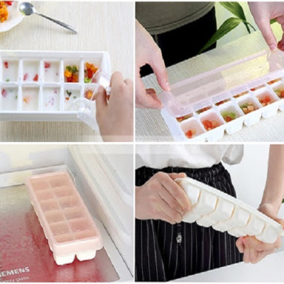 Khay đá nhựa Kokubo loại 8 viên có nắp đậy, có thể dùng trữ đồ ăn dặm cho bé - made in Japan