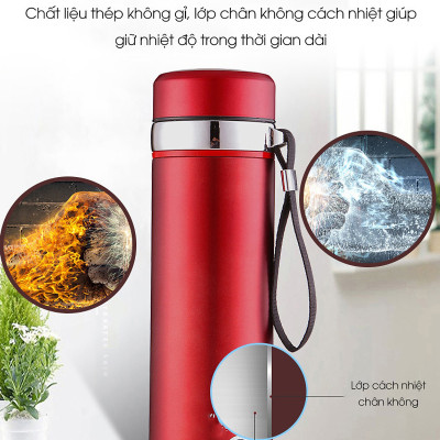 Bình Giữ Nhiệt Nóng, Lạnh Inox, Bình Lưỡng Tính Ly, Cốc Cách Nhiệt Cao Cấp , 1000ml 2 Lớp, Có Tấm Lọc, Giữ Nhiệt Lên Đến 8 Tiếng - Hàng Chính Hãng MINIIN