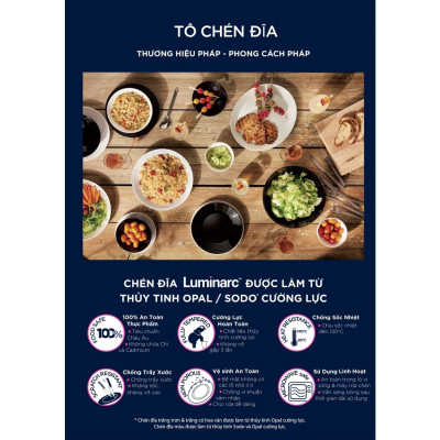 Đĩa Thủy Tinh Luminarc Diwali Trắng 19cm đựng thức ăn, cường lực, chịu nhiệt - Bộ 3 đĩa - N3603