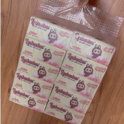 Phụ kiện nhà bếp -Combo 10 bịch giấy ăn Labubu 300 tờ  - 4 lớp / 1 gói siêu mềm mại siêu dai tiết kiệm và an toàn