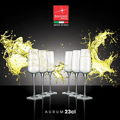Bộ 6 ly rượu  thủy  tinh Aurum Flute 230ml - Bormioli Rocco - Italy