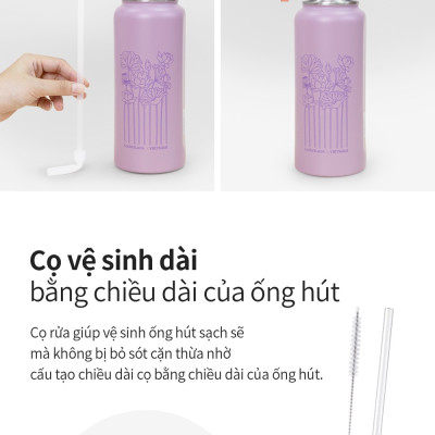 Bình giữ nhiệt Lock&Lock x Việt Nam phiên bản đặc biệt 897ml LHC4160 kèm cọ rửa và ống hút đầu Silicone - JoyMall