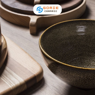 Bát nhọn D12H7.5 Men gấm vàng hỏa biến 