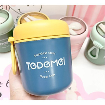 Bình Ủ Cháo Cốc Đựng Cháo Giữ Nhiệt Tedemei Chất Liệu Inox 304 Kèm Thìa Dung Tích 530ml