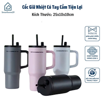 Bình Giữ Nhiệt 304, Ly Giữ Nhiệt Kèm Ống Hút, Cốc Giữ Nhiệt Có Tay Cầm Tiện Lợi (Mang Đi Học, Đi Chơi, Đi Làm) - HÀNG CHÍNH HÃNG MINIIN