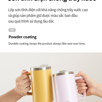 Ly giữ nhiệt LocknLock Flat Table Mug LHC4320 730ML, Hàng chính hãng, có tay cầm, miêng rộng - JoyMall