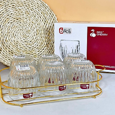 Bộ Cốc Thủy Tinh Thương hiệu GOSU Model XM21B Màu Trắng Cao Cấp Sáng Đẹp Sang Trọng