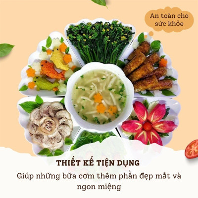 Bộ Bát Đĩa Hoa Mặt Trời Bé 6811 Việt Nhật Nhựa PP Màu Trắng Dùng Để Bày Đồ Cúng