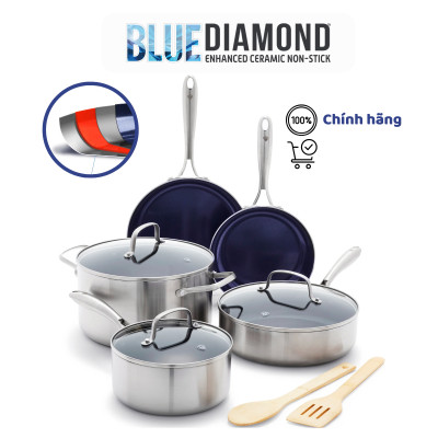 Chảo chống dính thép không gỉ phủ tinh thể kim cương cao cấp Blue Diamond 24cm