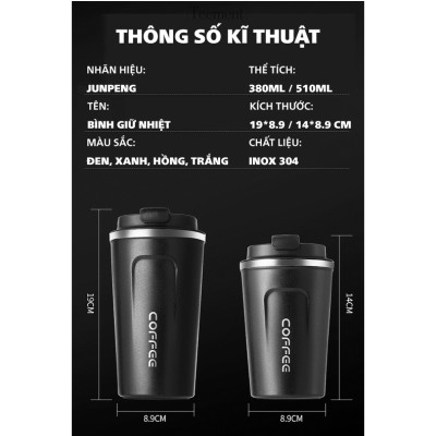 Cốc Giữ Nhiệt Coffeeholic Teement Inox 304 Dung Tích 510ml Cao Cấp Kiểu Dáng Hàn Quốc Cầm Tay Sang Trọng- Hàng Chính Hãng