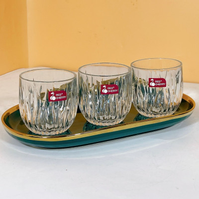 Bộ Cốc Thủy Tinh Thương hiệu GOSU Model XM21B Màu Trắng Cao Cấp Sáng Đẹp Sang Trọng