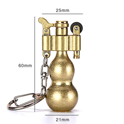 Vỏ Hột Quẹt Bật Lửa Xăng Đá Dophin HY-738 Kiêm Móc Treo Chìa Khóa Hình Quả Bầu Hồ Lô Màu Vàng Tài Lộc