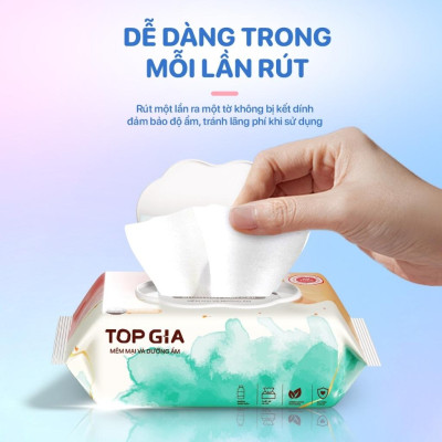 Thùng khăn ướt TopGia ban mai 80tờ mềm mại không mùi không chứa chất bảo quản,không chứa parabens