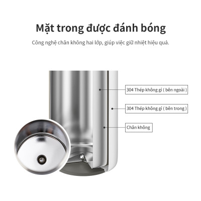 Bình giữ nhiệt LocknLock Feather Light Ring màu đen LHC4244BLK 460ml - Hàng chính hãng, có khay lưới lọc trà - JoyMall
