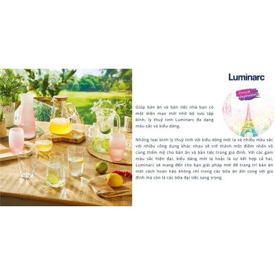 Ly Rượu Vang  Thuỷ Tinh Luminarc Mineral 270ML, 350ML & 450ML - bộ 6 ly - H2316, H2317 & H2318