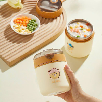 Bình Ủ Cháo DEAR LITTLE BEAR Kèm Muỗng, Túi Xách, Nhựa Không BPA, Inox 304 An Toàn - HÀNG CHÍNH HÃNG MINIIN