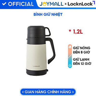 Bình giữ nhiệt Lock&Lock Easy Outdoor Vacuum Bottle màu trắng ngà LHC1484IVY 1,2L - Hàng chính hãng có quai xách, nắp dùng làm cốc nước - JoyMall