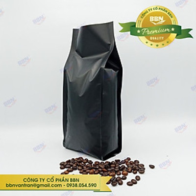 Túi 4 biên nhôm đen mờ size 14*38cm đựng 1kg