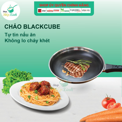 Bộ nồi xửng hấp T&K Kimscook hàn Quốc Blackcube 24CM,  3 lớp đúc liền inox 304 , siêu bền cào không xước