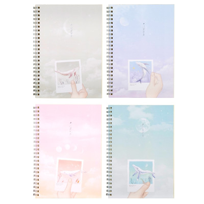 Sổ Tay Ghi Chép A5 Gáy Xoắn 60 Trang Deli - Kẻ Ngang - Bìa Họa Tiết Hoa / Mèo / Cá - LA560