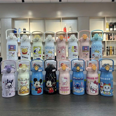 Bình Giữ Nhiệt Hình Thú Inox 316 1000ml Có Quai Xách, Nắp Bật Tiện Lợi - Giữ Nóng Lạnh Lâu Dài - Giao Hoạ Tiết Ngẫu Nhiên - HÀNG CHÍNH HÃNG MINIIN