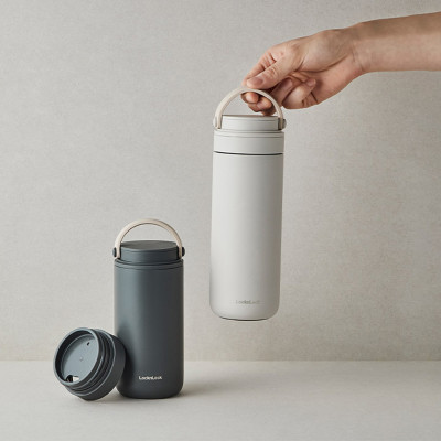 Bình giữ nhiệt Lock&Lock 475ml Metro Two Way màu xanh mint LHC4274MIT, Hàng chính hãng, có quai xách, đế silicone chống trượt - JoyMall