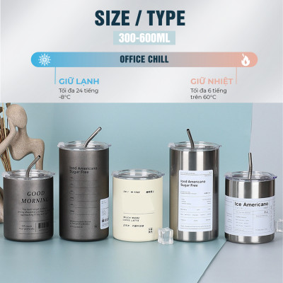 Ly Giữ Nhiệt 8 Tiếng Inox 304 5 Lớp, Cốc Giữ Nhiệt Iced Americano Cao Cấp Bán Chạy Bảo Hành 90 Ngày Tại Office Chill