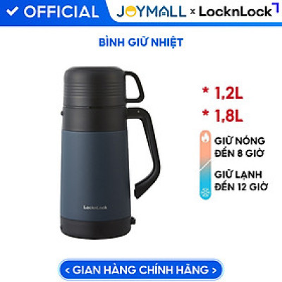 Bình giữ nhiệt Lock&Lock Easy Outdoor Vacuum Bottle màu xanh navy LHC1484NVY 1,2L - Hàng chính hãng có quai xách, nắp dùng làm cốc nước - JoyMall