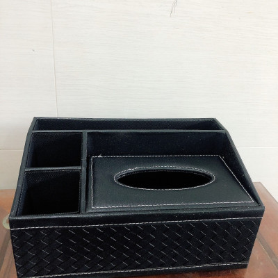 Hộp khăn giấy da màu đen cao cấp, sang trọng 24x10x15cm - Hàng chính hãng