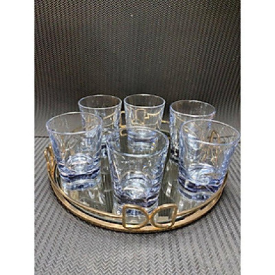 Bộ 6 ly thủy tinh chịu nhiệt uống nước mạ xanh