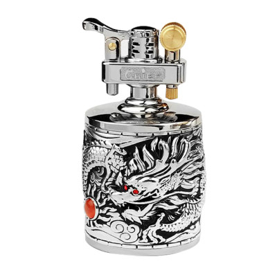 Vỏ Hột Quẹt Bật Lửa Xăng Đá Chief CF-206 Họa Tiết Rồng Cuốn Đẹp Độc Lạ - Dùng Xăng Bấc Đá Cao Cấp