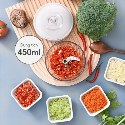 Dụng cụ xay tỏi ớt, thực phẩm Lebenlang LBL3939 lưỡi xay bén, dây rút tiện lợi - hàng chính hãng