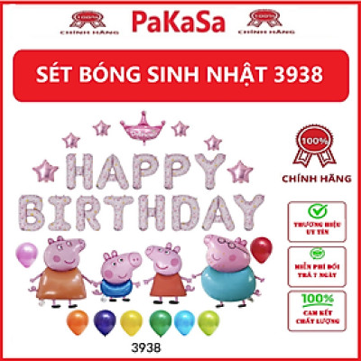 Sét Bong Bóng Trang Trí Sinh Nhật Nhiều Mẫu Tặng Kèm Ống Bơm Tay PaKaSa - Hàng Chính Hãng