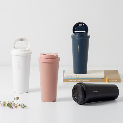 Ly giữ nhiệt LocknLock 550ml màu hồng LHC3249PIK - Hàng chính hãng, mở nắp một chạm, chất liệu thép không gỉ miệng ly rộng - JoyMall