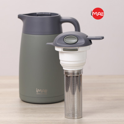 Bình ủ nhiệt Imat có phin lọc 2000ml màu xanh nhiệt đới, ruột bình, phin lọc làm bằng Inox 304