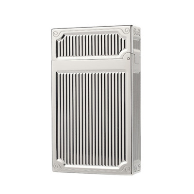 Vỏ Hột Quẹt Bật Lửa Upon Hoa Văn Kẻ Dọc DX04T Màu Bạc - Dùng Xăng Bấc Đá Cao Cấp