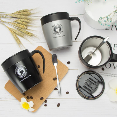 Cốc Cafe Giữ Nhiệt 330ml Chất Liệu Inox 304 Nhỏ Gọn Có Tay Cầm Sang Trọng Kèm Thìa