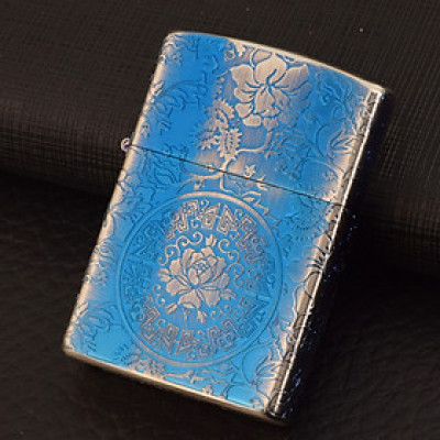 Vỏ Hột Quẹt Bật Lửa Xăng Đá Zorro Z92019 Họa Tiết Hoa Sen - Dùng Xăng Bấc Đá Cao Cấp