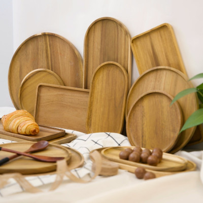 Khay gỗ keo đa năng hình chữ nhật Vibasic, đa dạng kích thước, chụp hình decor đựng đồ trang trí