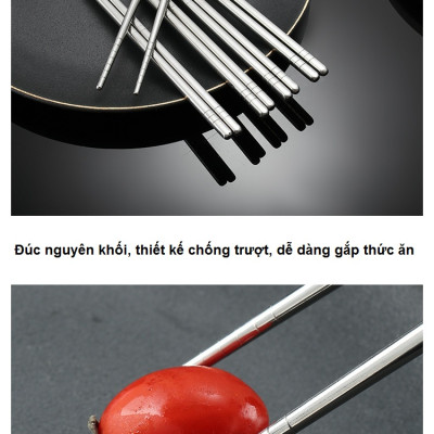 Set 5 Đôi Đũa Inox 304 Cao Cấp Phong Cách Hàn Quốc - Hàng Chính Hãng