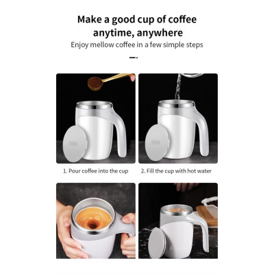 Cốc Khuấy Tự Động Pha Cafe, Sữa, Cốc Khuấy Tự Động 380ml Dùng Pin Lõi Inox 304 Không Rỉ Giữ Nhiệt Tốt - HÀNG CHÍNH HÃNG MINIIN
